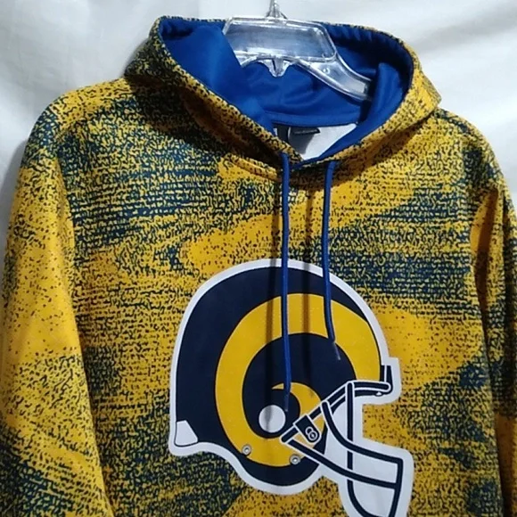 SALE! NWOT NFL Los Angeles Rams Zubaz Static Gold Royal Pullover Team Apparel